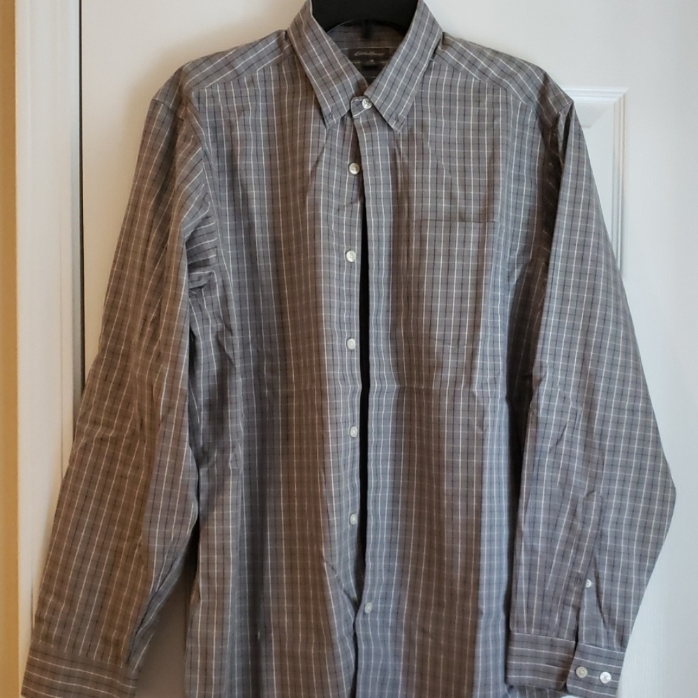 Eddie bauer gray button down dress shirt